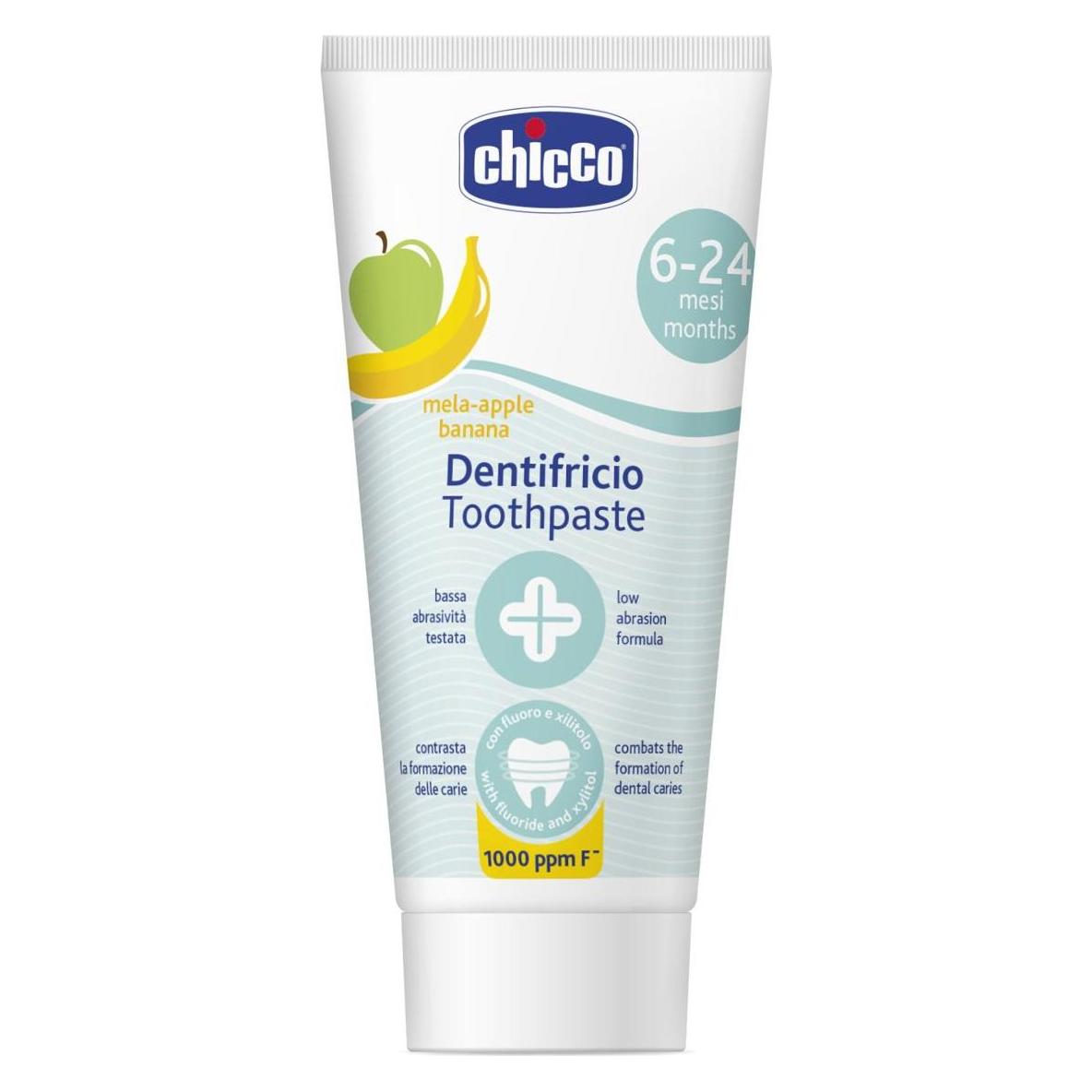 Chicco Fruchtige Zahpasta mit Apfel/Bananengeschmack, MIT Fluorid 1000ppm, 50ml - 6-24m (50 ml) (103868)