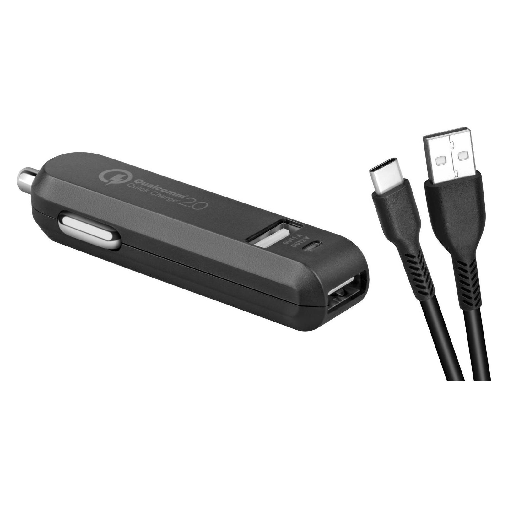 Avacom CarMAX 2 nabíjeÄka do auta 2x Qualcomm Quick Charge 2.0, Äerná barva (USB-C kabel) (NACL-QC2XC-KK)