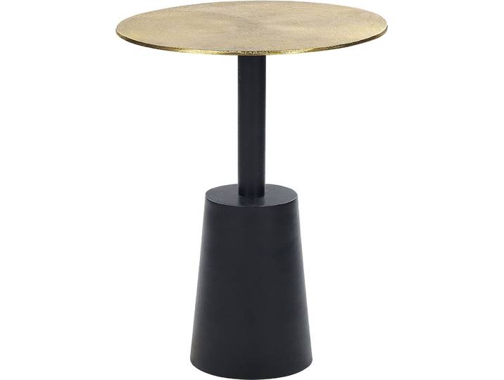 BELIANI Beistelltisch Gold Aluminium Rund 36 cm Antik-Optik mit Schwarzem Säulenfuß Modern Einbeinig Wohnzimmer Ausstattung Möbel Blumenständer