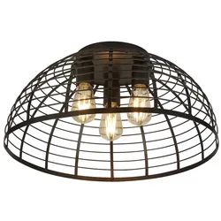 Deckenleuchte Wohnzimmerlampe Deckenlampe Gitter Baustahl schwarz-matt 3x E27