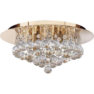 SEARCHLIGHT Deckenleuchte "Hanna 4Lt Flush - Gold Metal & Clear Crystal", gold (goldfarben), H: 17,5cm, 1 Stk., Leuchten, Deckenleuchte