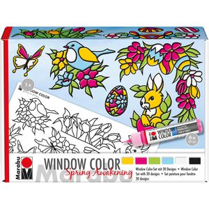 Marabu Fenstermalfarben Window Color Spring Awakening, 6 Farben a 25ml, inklusive Malvorlagen