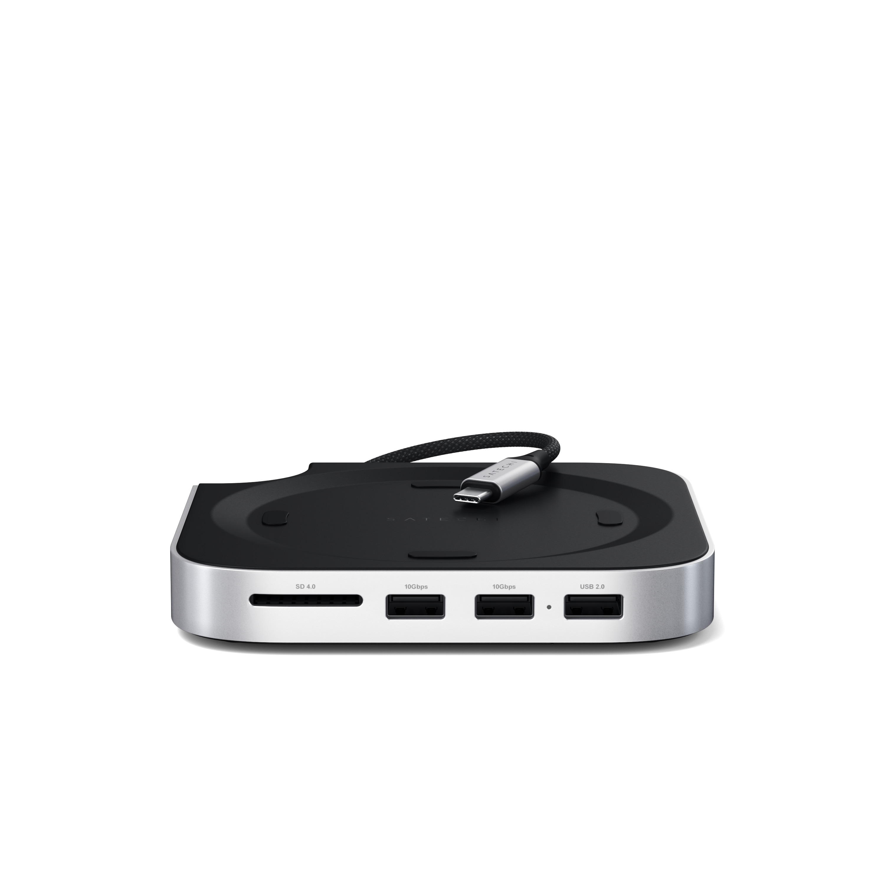 Satechi Stand Hub Mac Mini M4 SSD Enclosure Silber ST-GNMMES