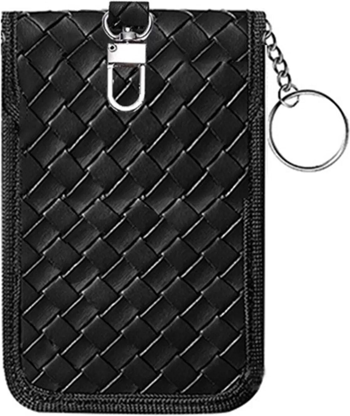 INF Signalblockierende Autoschlüssel-Tasche aus gewebtem PU-Leder - RFID Faraday-Tasche für schlüssellosen Schutz Schwarz