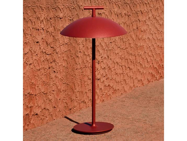 Mini Geen-A Portable Tischleuchte Brick Red - Kartell - Wohnzimmer - Design - Metall - Mit Schirm