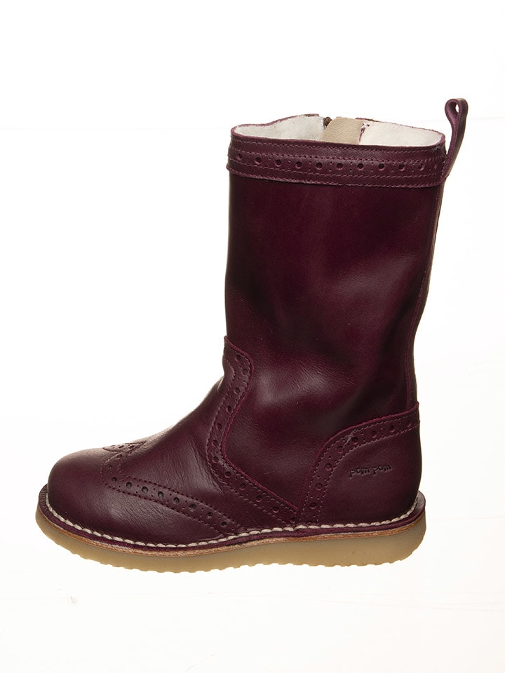 POM POM Leder-Stiefel in Bordeaux - 32
