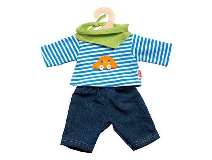 Heless 2315 Unisex Babykostuum Jeans Met Gestreept Overhemd, 35-45 Cm