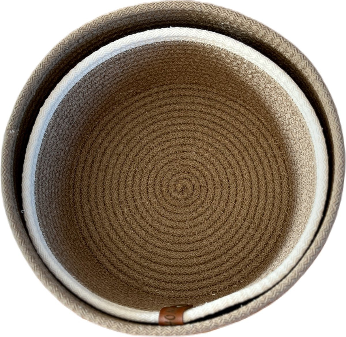 OZ Home 2-delige Mandenset met Deksel - Beige/Wit - Open Weave Textiel