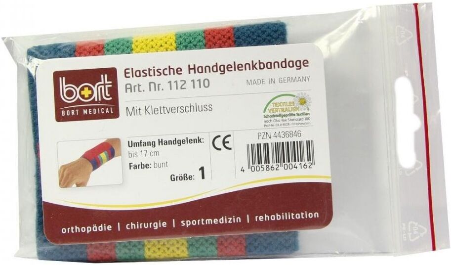Bort Handgelenkbandage Größe 1 bunt mit Klettband vers. 1stk