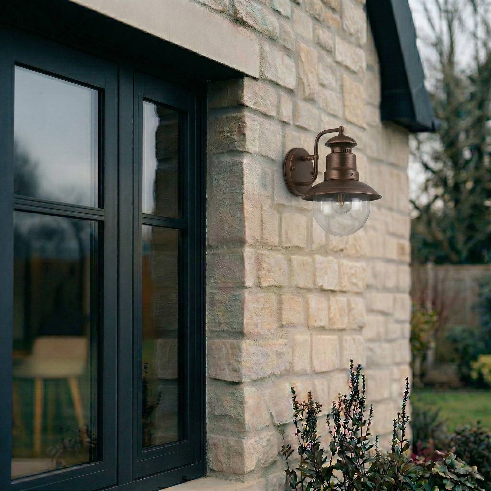 Outdoor Wall Light EDDIE Lindby, dimmable, Brown / rust, Country House / Rustic, Outdoor Wall Light