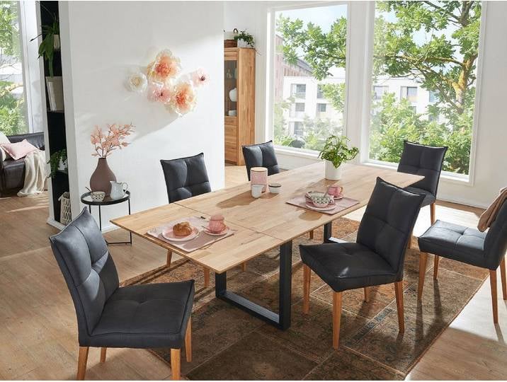 Ausziehtisch 180(230)x90cm 'Tirana' Wildeiche & Metall schwarz