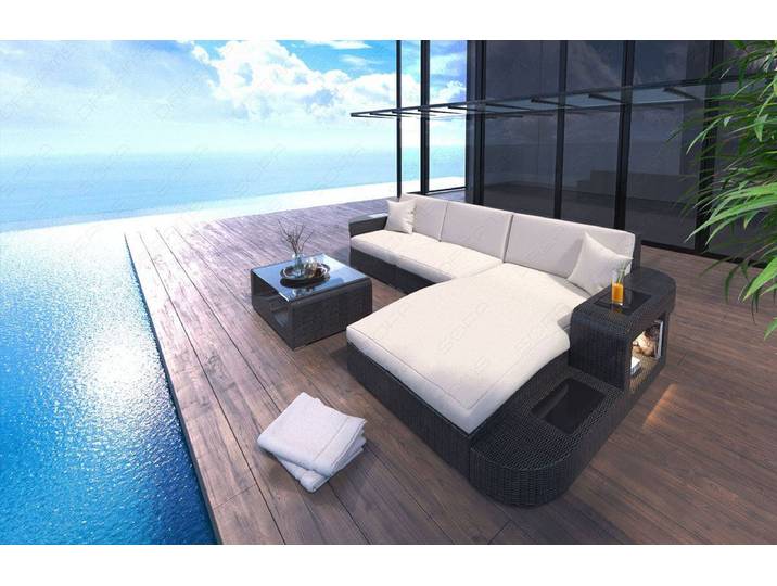 Stoff Couch Rattan Wave L-Form