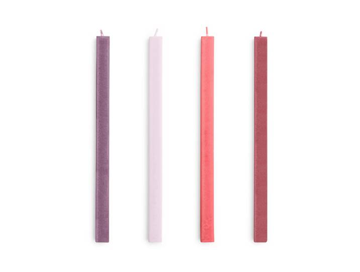 HAY Bougies Square Candle, lot de 4 Reds-bordeaux