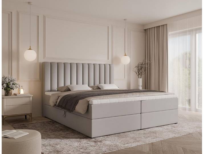Compleo Boxspringbett mit Zwei Bettkästen, Doppelbett, T30-Schaum, Bonell-Matratzen, Elegant design, ARUBA