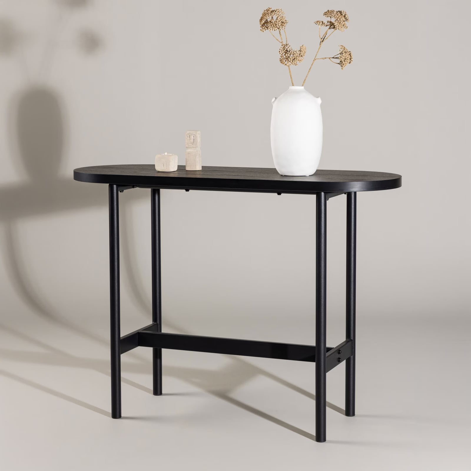 Nohr Derron Ovale Sidetable - Zwart - Breedte: 110 cm, Diepte: 80 cm, Hoogte: 40 cm