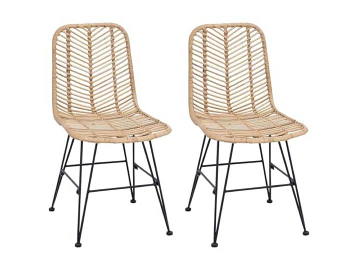 fsahslih Esszimmerstuhl 2er Set Rattan Küchenstuhl mit Eisenbeinen Natur Atmungsaktives Geflecht und stabiles Metallgestell für gemütliche Stunden im Essbereich oder Wohnzimmer.
