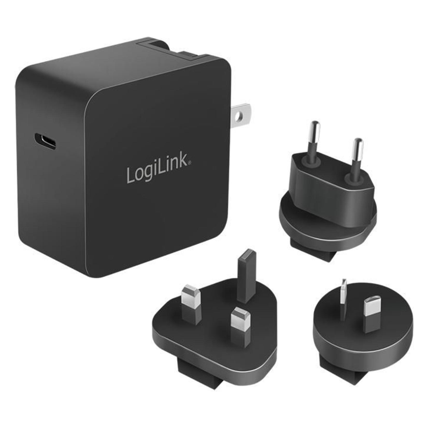 LogiLink USB-Steckdosenreiseadapter, 1x USB-C, GaN-Technologie, 65 W (PA0302)