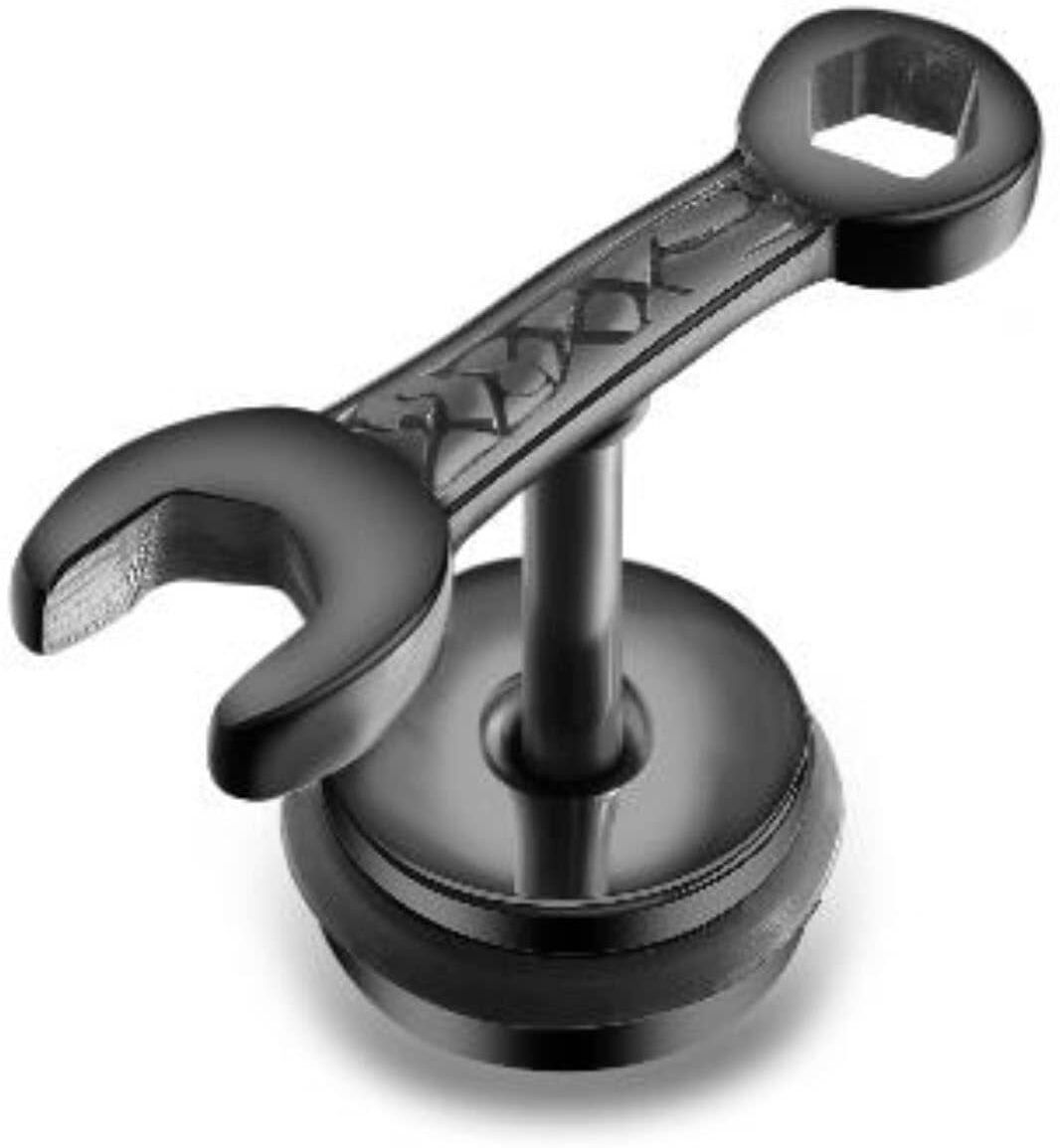 Single-Ohrstecker FIRETTI "Schmuck Geschenk Ohrschmuck einzeln Schraubenschlüssel", schwarz, Ohrringe, Herren, 6,5mm, Edelstahl Kautschuk, Edelstahl, Kautschuk, Single-Ohrstecker