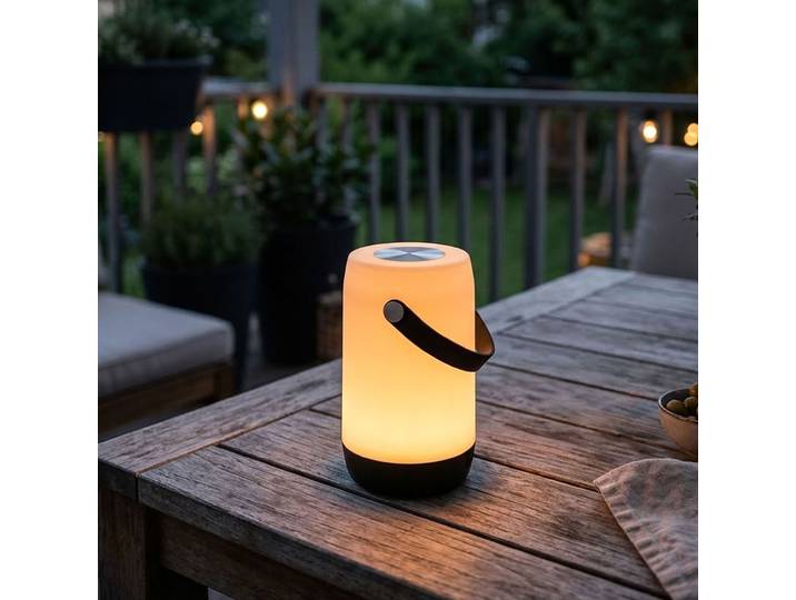 LED-Tischleuchte Outdoor, IP44, Akku, weiss/schwarz