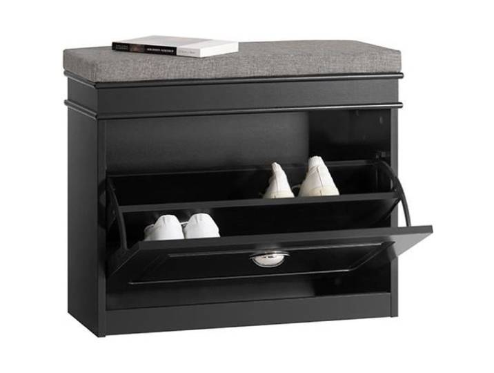 SoBuy Banc à Chaussures avec Rangement à Abattant et Coussin Meuble d'Entrée 61x24x51 cm Noir FSR82-K-SCH