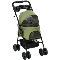 PawHut Hundewagen Pet Stroller für kleine Hunde und Katzen Dunkelgrün