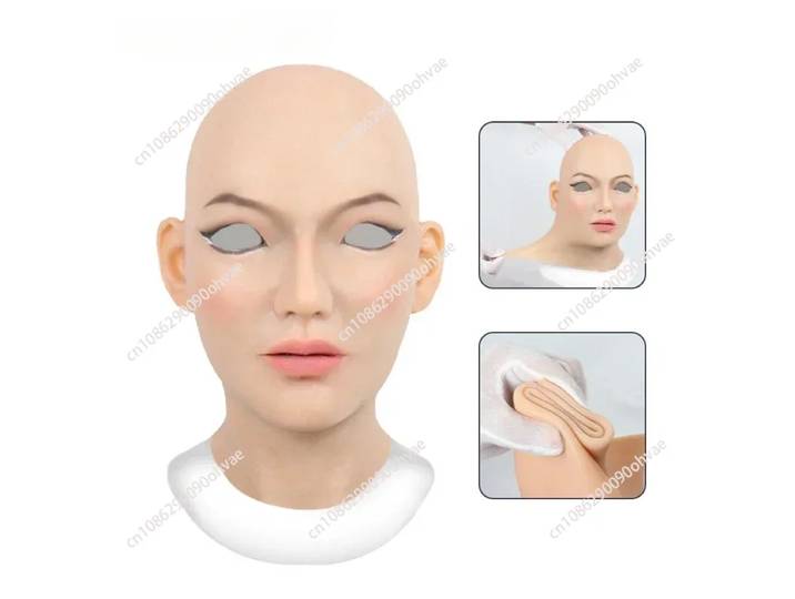 Masque complet pour adultes, forme féminine chauve en Silicone, couvre-chef, accessoires de Cosplay d'halloween, masque de fausse fille, nouvelle collection