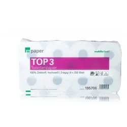 CleanClub top3 Toilettenpapier 3-lagig hochweiß – 72 Rollen à 250 Blatt