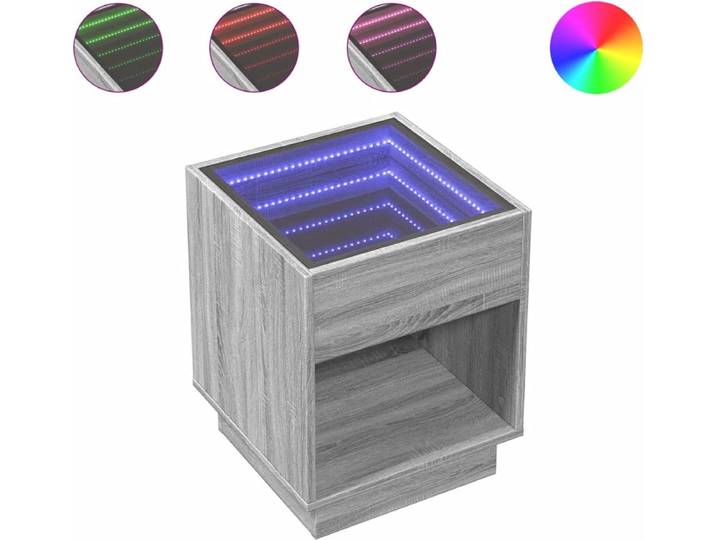 vidaXL - Salontafel - met - Infinity - LED - 40x40x50 - cm - grijs - sonoma - eikenkleur