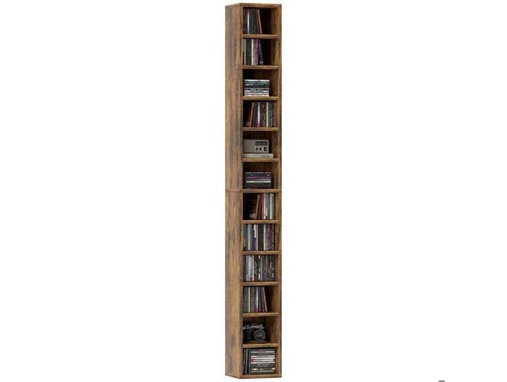 Rangements pour CD et DVD - HOMCOM - meuble de rangement - 12 compartiments - capacité max. 204 CD - 21x20x175cm - brun rustique