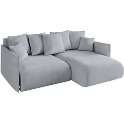ECKSOFA Ottomane rechts ONESK-L 216x177x72 Hellgrau Velours