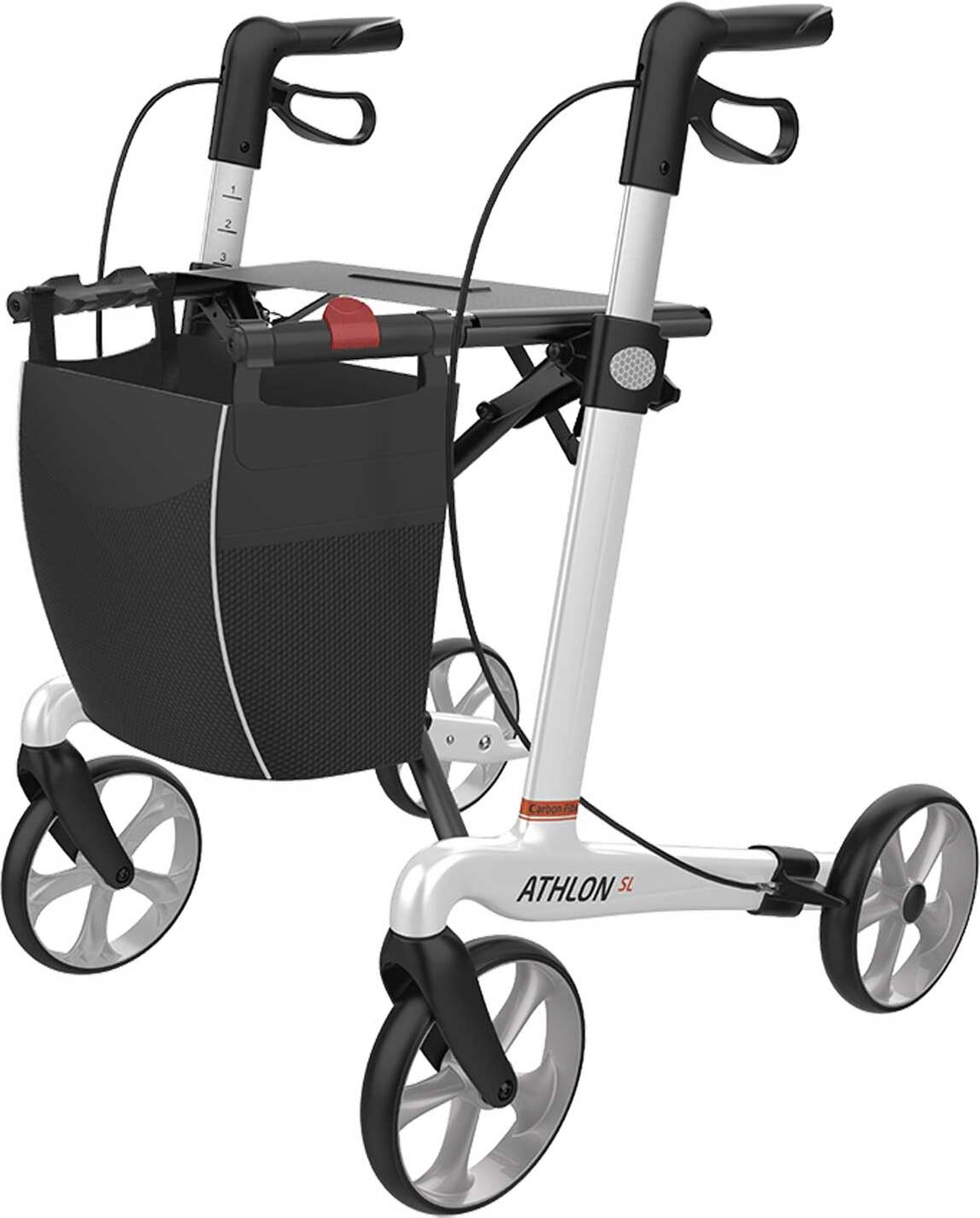 Athlon SL Carbon Ultralight Rollator 62 cm Weiss TPE Reifen