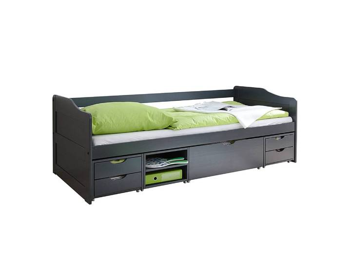 Lit avec rangements Marlies 90 x 200cm Gris