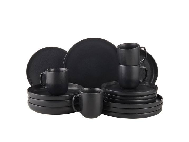 Butlers Geschirrset 16-tlg. Casa Nova 4 Personen, Schwarz, Keramik, 27x1x27 cm, Geschirr, Geschirrsets