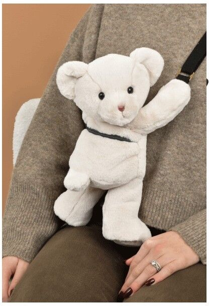 Sac bandoulière Ours en peluche Beige 30 cm - Doudou et compagnie