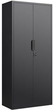 Ostweer Modern 2-Door Filing Cabinet, Organization Cabinet with Lock, 4 Adjustable Shelves, for Commercial Office Home Office, Black