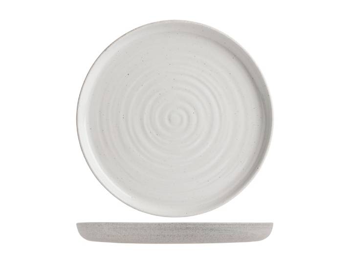 Lot de 4 Assiettes plate en Céramique, blanc, D 27 cm