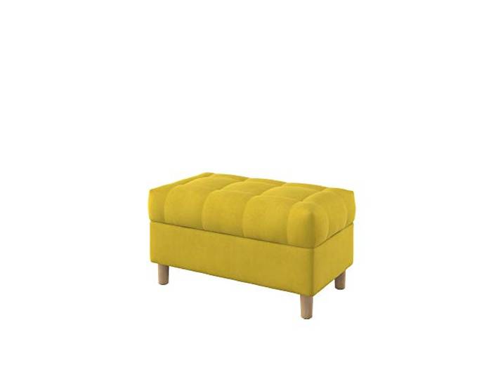 Furninero - Raffinierte gepolsterter Sitzbank Sitzhocker Sitzruhe Betthocker Ottomane, mit Stauraum, Gerundete Beine, 80 cm breit, Majestic Velvet Yellow Stoff (Licht zu reinigende), Gelb