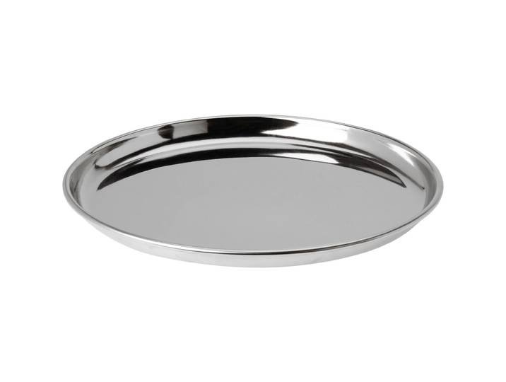 Serviertablett & Dekotablett aus Metall, 28 cm, silber
