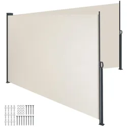 TecTake GmbH tectake Doppel-Seitenmarkise, ausziehbar, wasserabweisend, Aufrollmechanismus, 600x9x200cm, beige, Sonnenschutz