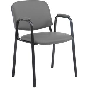 CLP Besucherstuhl Ken PRO, 151795908, stapelbar, mit Armlehnen, Vierfußstuhl, Kunstleder, grau, 4 Stück