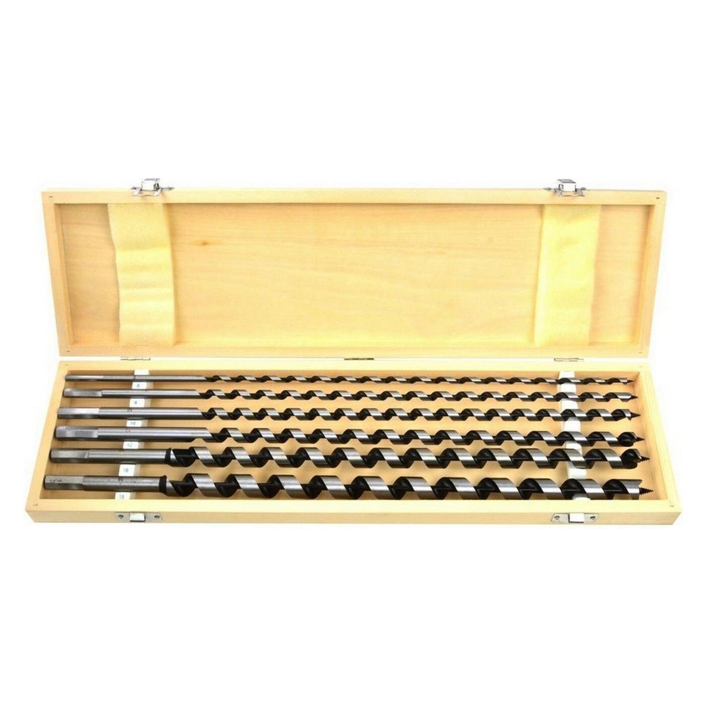 GEKO Schlangenbohrer für Holz, 6-tlg., Holzkassette, 460mm, 6-18mm (10 Millimeter, 12 Millimeter, 16 Millimeter, 18 Millimeter, 6 Millimeter, 8 Millimeter) (G38121)