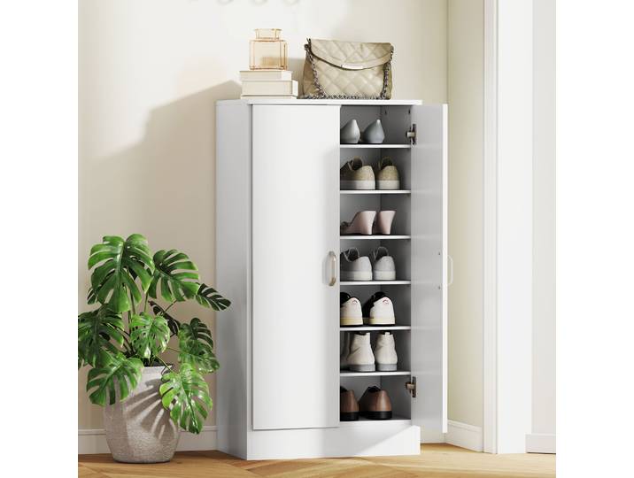 HOMCOM Armoire à Chaussures 6 Niveaux Blanc 14 Paires