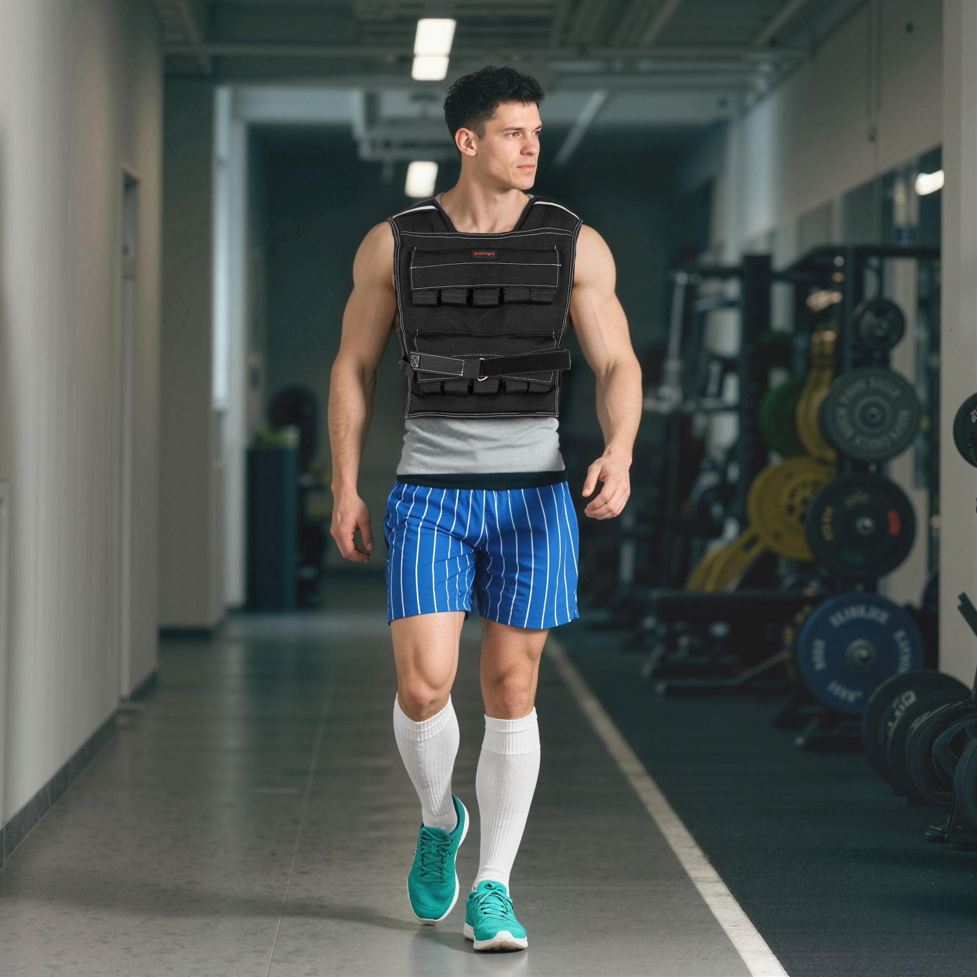 Sportnow Gilet Zavorrato Regolabile 20kg con 20 Pesi, con Strisce Riflettenti, in Tessuto Oxford, 50x40 cm, Nero   Aosom Italy