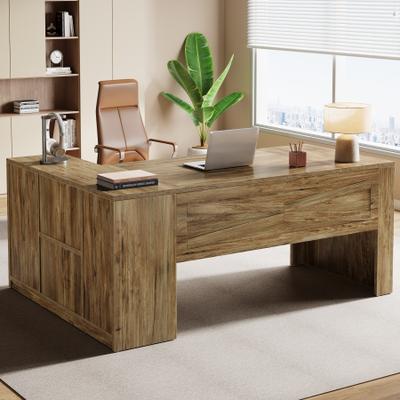Lee "70.8"" Executive Desk with Cabinet, L-shaped Office Computer Desk Workstation Set"