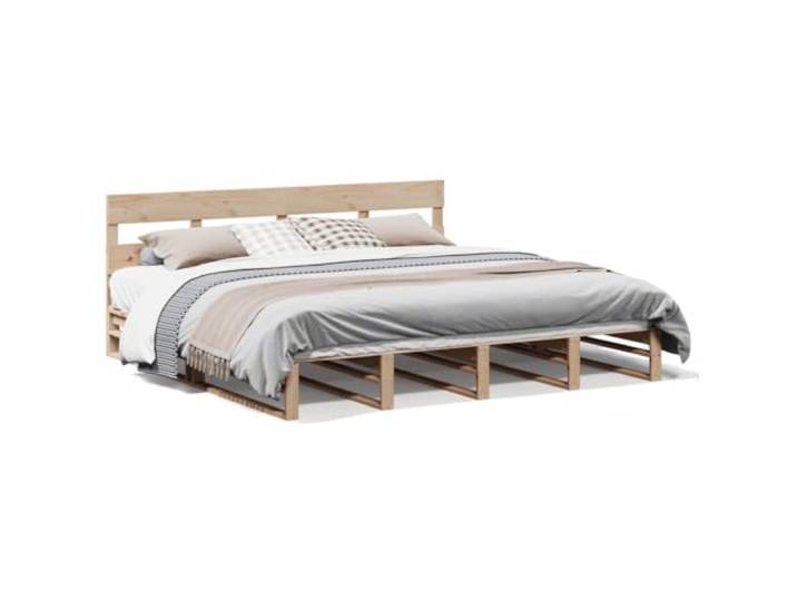 SDWEHBJ Massivholzbett aus Kiefernholz, Natur, 202 x 180 x 82 cm, 38,4 kg, Zusammenbau erforderlich