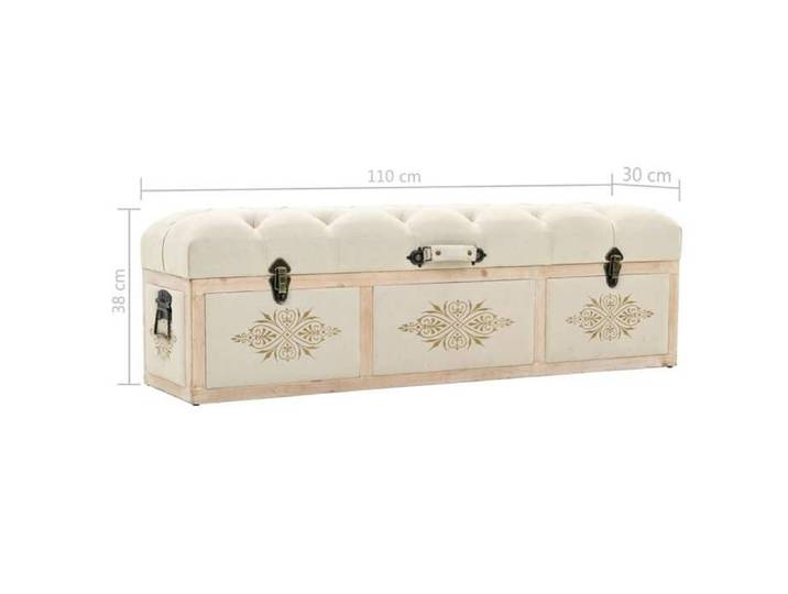 Solde 2026 Banc élégant/banc d'entrée Crème - Banc de rangement 110cm Crème Bois de sapin massif et tissu 15 Kg 80300831