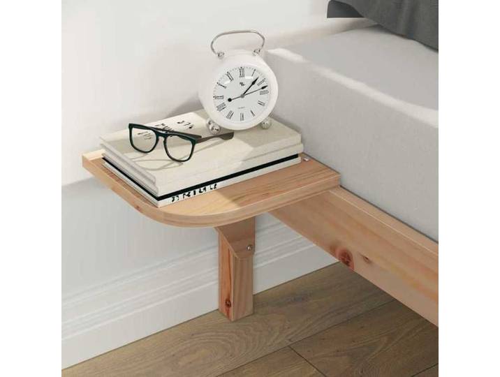 Structure de lit avec tables de chevet - UU - 140x210 cm - Pin massif - Naturel - Tables de chevet intégrées