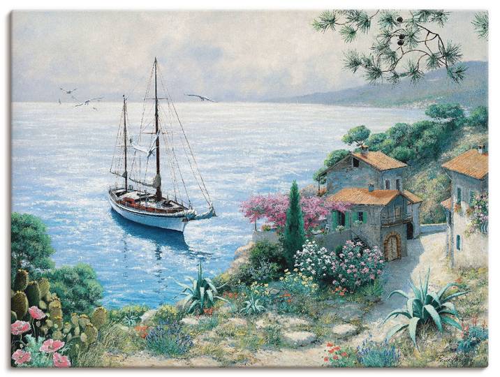 Leinwandbild ARTLAND Die Bucht , grün (farbe bild(er): grün), B:80cm H:60cm, Bilder, Leinwandbild, auf Holzrahmen gespannt