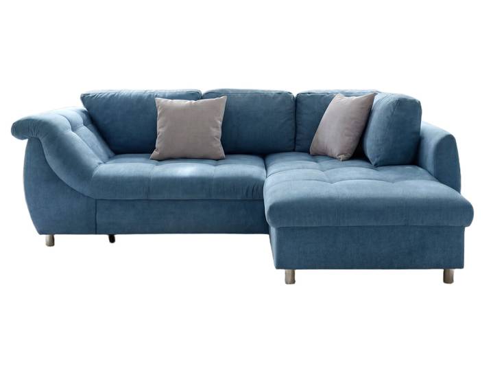 Ecksofa Schlafcouch Polsterecke L-Garnitur Bettkasten mit Ottomane rechts Blau / 17101