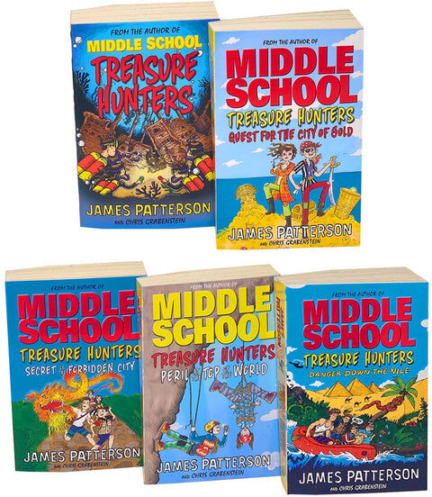 Arrow James Patterson Middle School Treasure Hunters 5 Books Collection Set Treasure Hunters Danger Down..